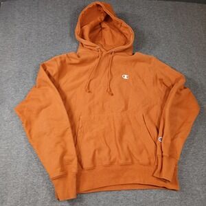 Champion Reverse Weave Hoodie Burnt Orange Rust GF68 Mens Medium Sweatshirt